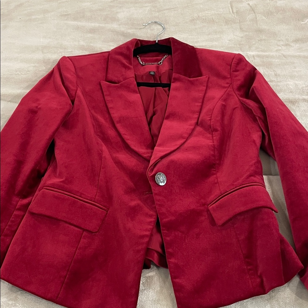 White House Black Market deep red velvet blazer size 4